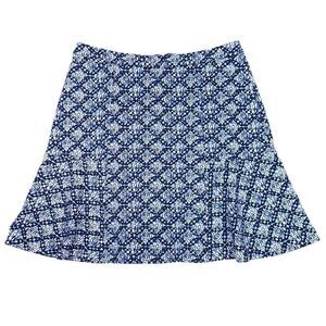 MICHAEL KORS Fluted High Rise Exposed Zip Mini Skirt Navy Blue Floral Womens 4